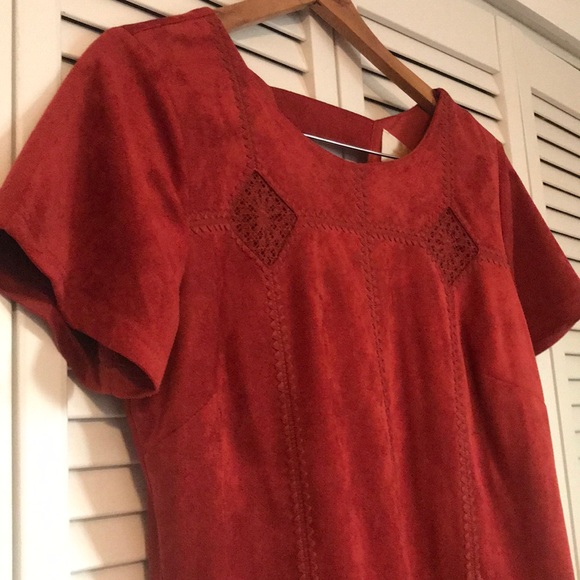Faux Suede Burnt Orange Dress by Skies Are Blue - Picture 3 of 11